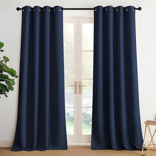 NICETOWN Room Darkening Draperies Curtains Panels, 2 Panels Navy Blue W52 x L90 by NICETOWN
