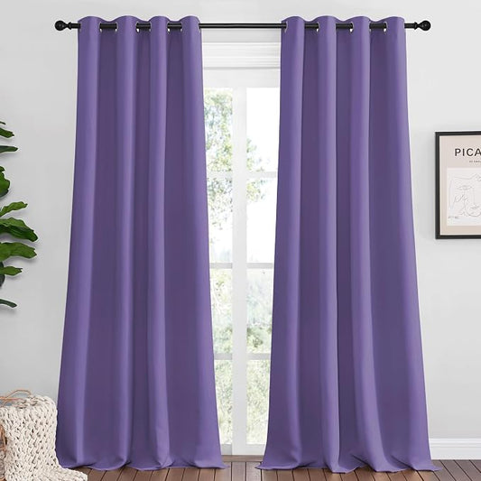 NICETOWN Lilac Purple Blackout Curtains 102" Long, 2 Pieces by NICETOWN