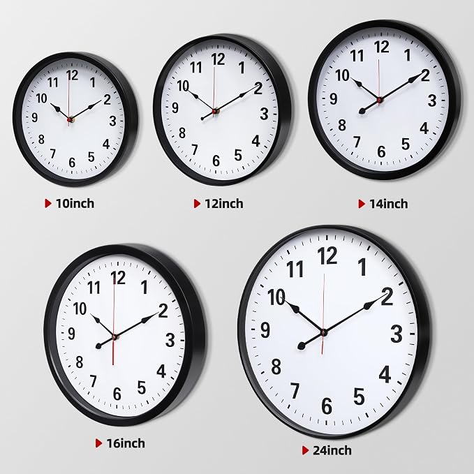 LEIKE Metal Wall Clock 14IN Black, Retro Silent Quartz Battery Operated - Image 3