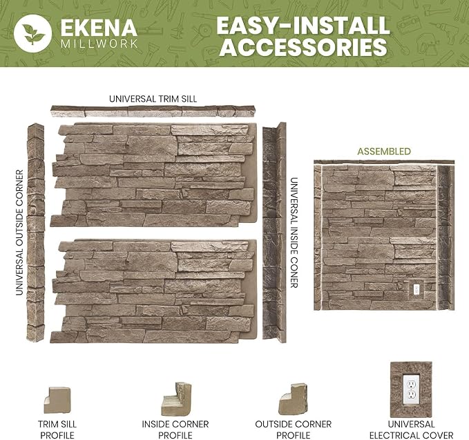 EverStone Herringbone Faux Brick Panel, 46 1/2"W x 25 1/4"H x 1"D, Farmhouse - Image 13