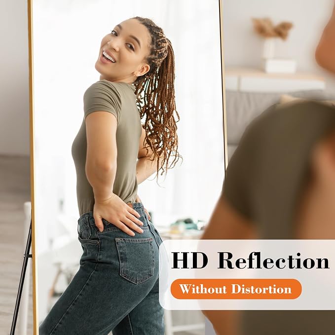 DUMOS Full Length Mirror for Bedroom, Hanging or Leaning for Wall, Aluminum - Image 2