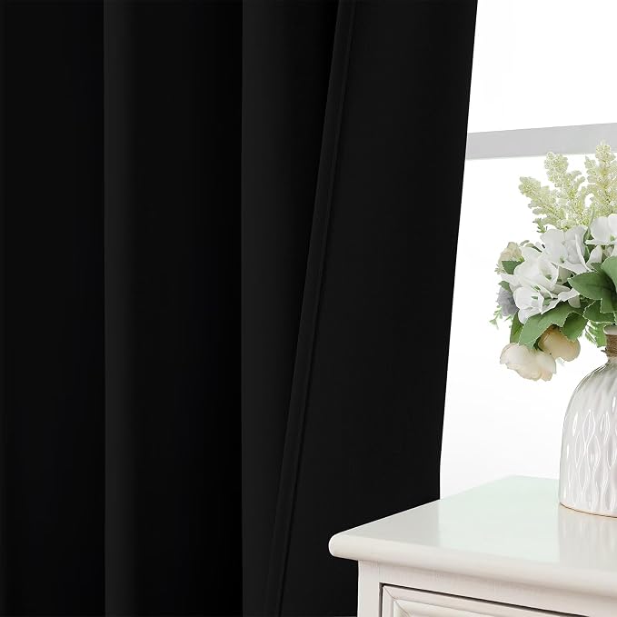CUCRAF Black Blackout Curtains 84 inch Length 2 Panels Set, Rod Pocket Room - Image 6