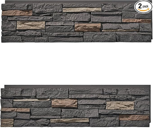Faux Stone Wall Panels 2-Pack PU Stone Veneer Siding, Mortarless 46.25x12.88 by Wallwell