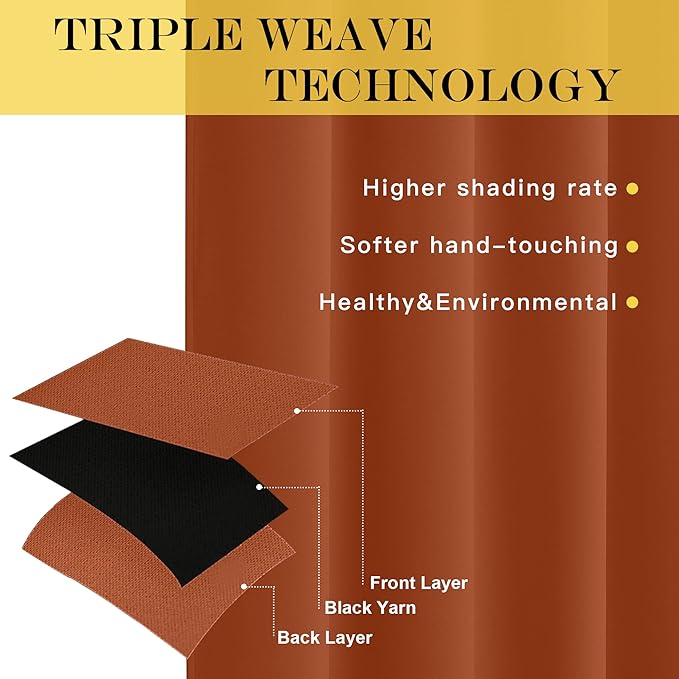 NICETOWN Blackout Curtain Drape for Bedroom - Light Reducing Thermal Insulated Solid Grommet Room Darkening Window Curtain 90 inches Long for Living Room (Burnt Orange, 1 Piece, W66 x L90)