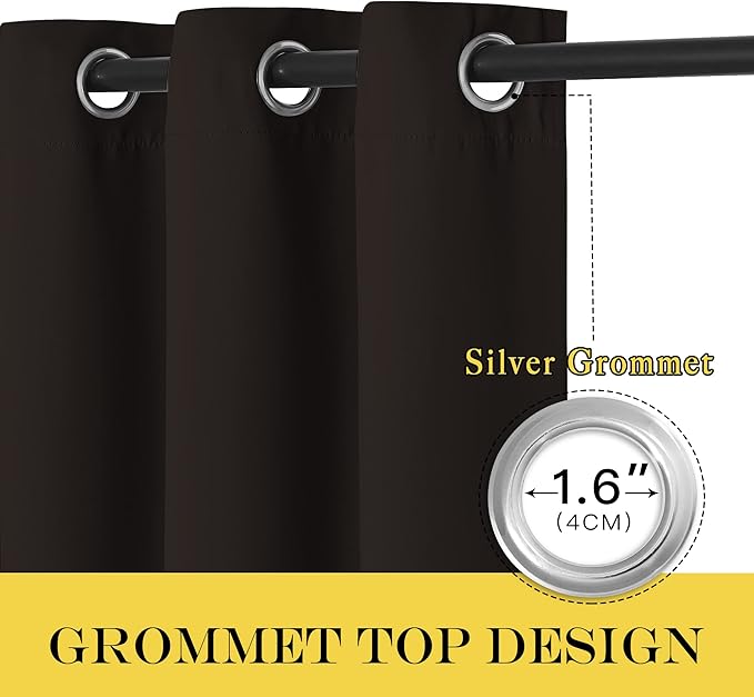 NICETOWN Blackout Doorway Curtain Drape 78 inch Long - Grommet Noise Reducing Thermal Insulated Solid Modern Window Treatments for Bedroom Closet (1 Panel, 52 x 78 Inch, Toffee Brown)