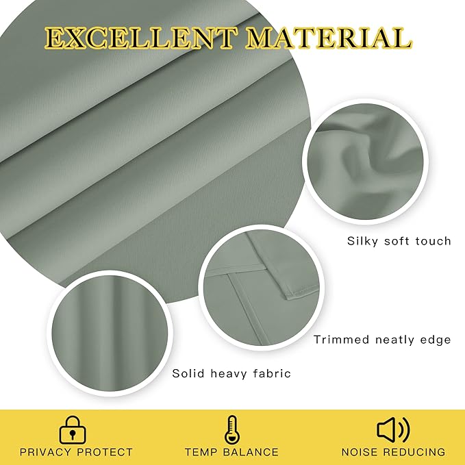 NICETOWN Bedroom Curtain Room Darkening Drapery 102 inches Length - Home Fashion Thermal Insulated Grommet Room Darkening Curtain for Living Room (Sage Green, 1 Panel, 52 x 102 inches)