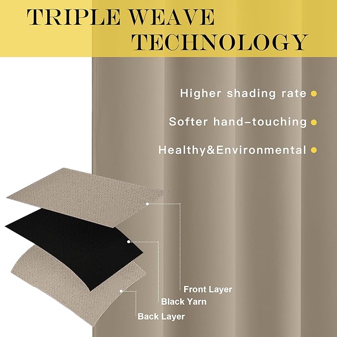 NICETOWN Blackout Curtain Drape for Bedroom - Light Reducing Thermal Insulated Solid Grommet Room Darkening Window Curtain 90 inches Long for Living Room (Taupe, 1 Piece, W66 x L90)