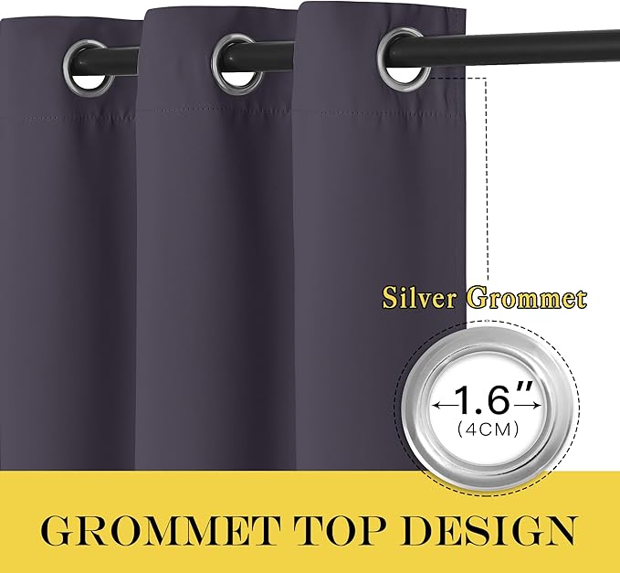 NICETOWN Blackout Curtains - Privacy Thermal Efficiency Backdrop Curtains for Bedroom Room Divider Living Room Patio Sliding Glass Door, Wide 80 x Long 144 inch, Greyish Purple, 1 Panel
