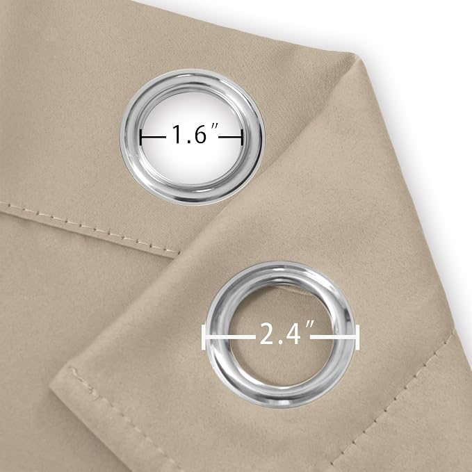LEMOMO Blackout Curtains 52 x 84 inches Long Khaki Curtains Set of 2 Panels - Image 5