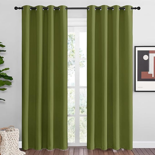 NICETOWN Olive Green Blackout Curtains 86 inches Length by NICETOWN