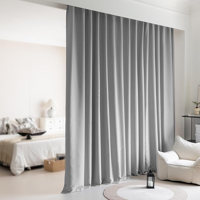 Room Divider Curtains, Back Tab Blackout Privacy Room Thermal Insulated Theater by KNEOQIT