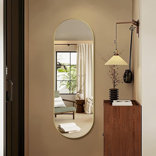 Oval Full Length Mirror, Ultra-Clear Explosion-Proof Dressing Mirror, Simple & by TheiaMo
