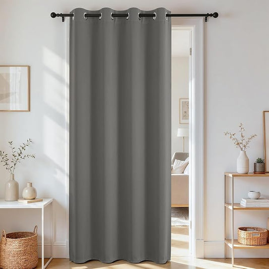 Joydeco Blackout Door Curtain for Doorway Privacy 90 Inches Long, Grommet by JOYDECO