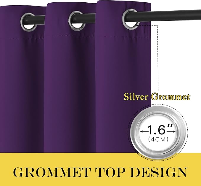 NICETOWN Insulated Sliding Door Curtain - Wide Thermal Blackout Patio Door Curtain Panel, Sliding Door Drapes/Draperies with Grommet Top (Royal Purple, W100 x L84)
