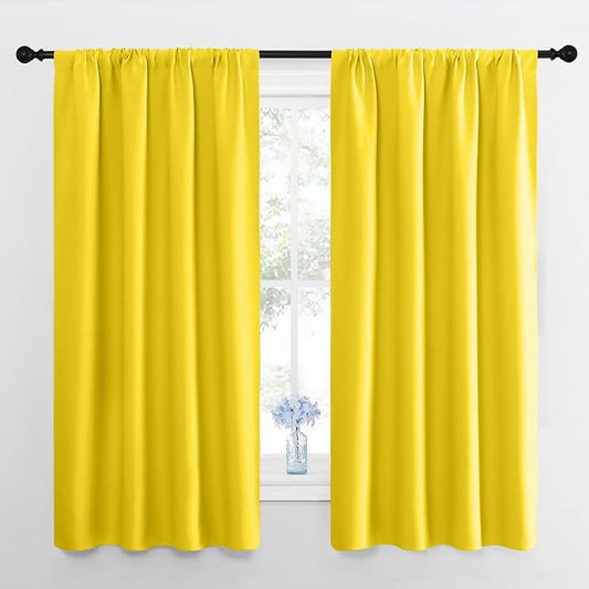 NICETOWN Bright Yellow Blackout Curtains 63 inches Long by NICETOWN