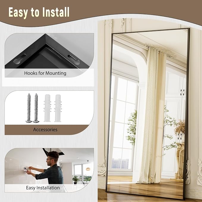 GLSLAND 77" x 38" Rectangular Full Length Mirror - Image 6