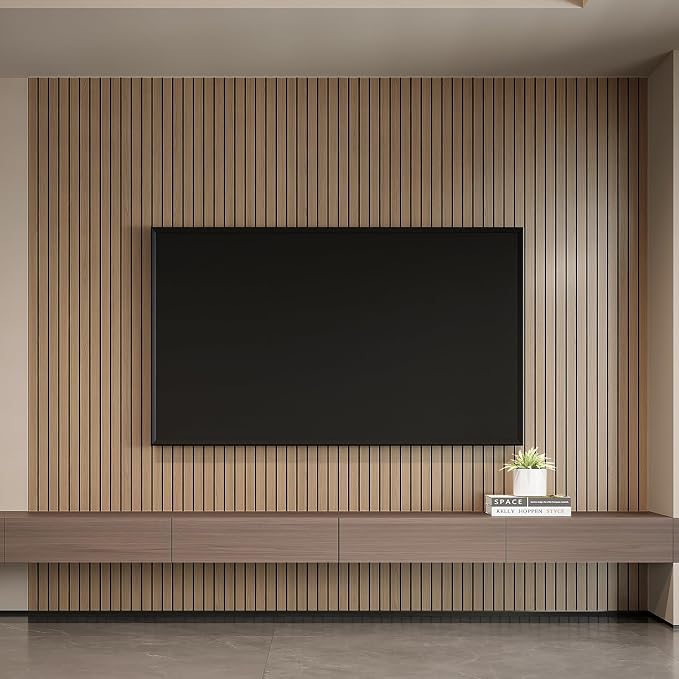 YLL YLL PVC Slat Wall Panel Peel and Stick 118"x 15.7" Faux Oak Grain Wood Slat - Image 4