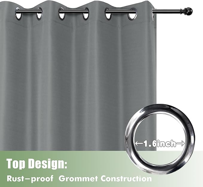 HolidayIdeas Outdoor Curtains for Patio Waterproof, 6 Panels - 54x84 Inches - Weatherproof Privacy Outsides Curtains for Cabana Porch Pergola, Sunlight & UV Blocking (Grey, Grommet Top)