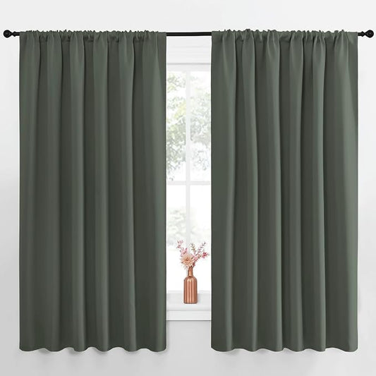 NICETOWN Blackout Curtains for Bedroom, Dark Mallard, 1 Pair, 70 by 63-inch by NICETOWN