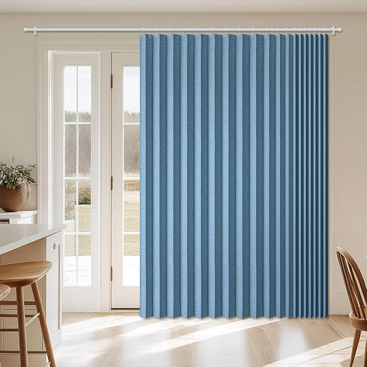 AJAZZ Blackout Accordion Door Curtain 98"x106" Blue by AJAZZ