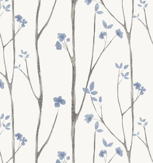 Timeet 16.1" x 197" Leaf Wallpaper Peel and Stick White and Purple Wallpaper by Timeet