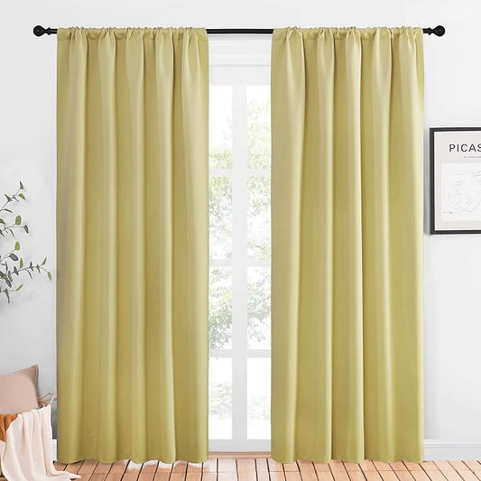 NICETOWN Window Curtains Blackout Drapes, Paler Yellow, 1 Pair, 52 by 84-Inch by NICETOWN
