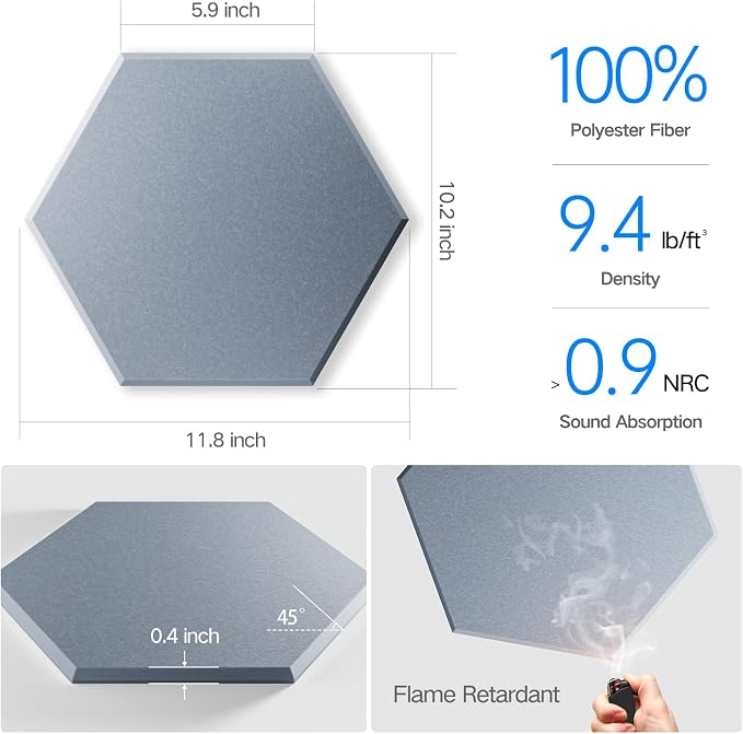 16 Pack Self-Adhesive Acoustic Panels 12" X 10" X 0.4" - Image 3