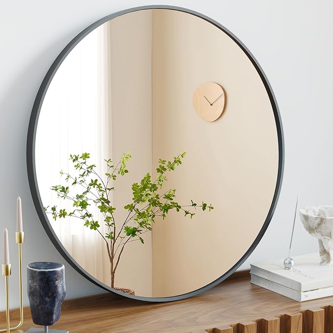 Sweetcrispy 36in Black Round Bathroom Mirrors - Image 2