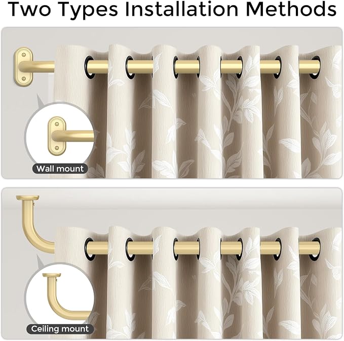 Curtain Rods 36-88 Inch, 1 Inch Adjustable Heavy Duty Room Darkening Window - Image 4