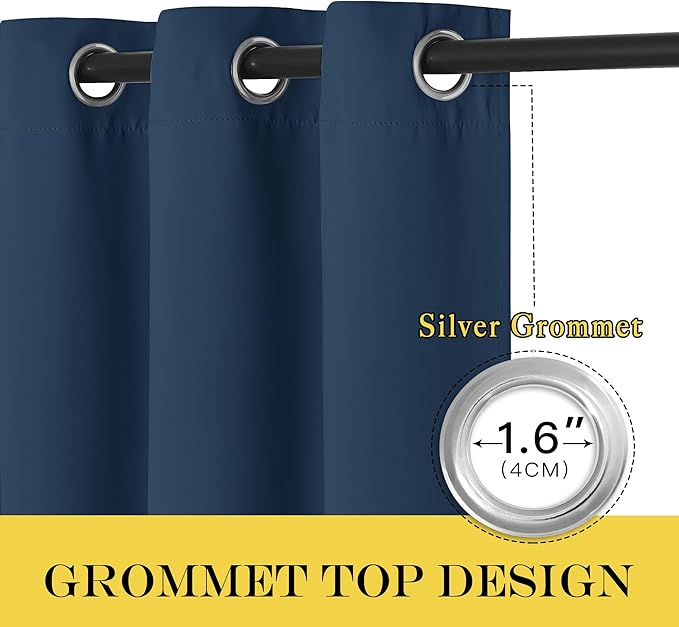NICETOWN Bedroom Curtain Room Darkening Drapery 102 inches Length - Home Fashion Thermal Insulated Grommet Room Darkening Curtain for Living Room (Moroccan Blue, 1 Panel, 52 x 102 inches)