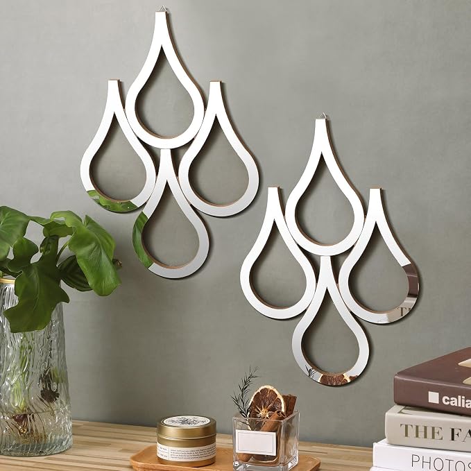 Weysat 2 Pieces Teardrop Wall Mirror Hanging Wall Mounted Decorative Accent by Weysat
