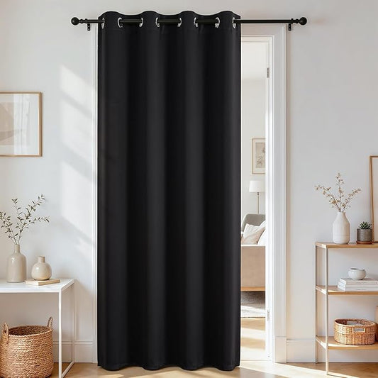 Joydeco Blackout Door Curtain for Doorway Privacy 90 Inches Long, Grommet by JOYDECO