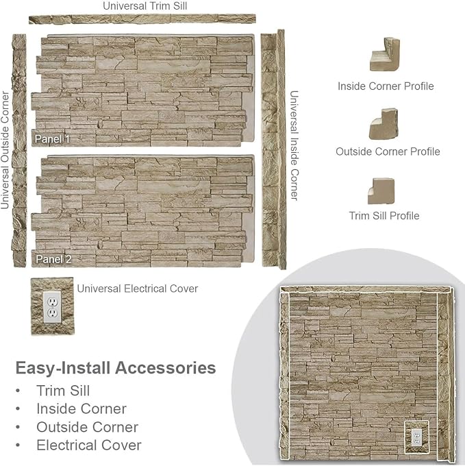 EverStone Acadia Ledge Faux Stone Panel, Iron Mill Color - Image 10