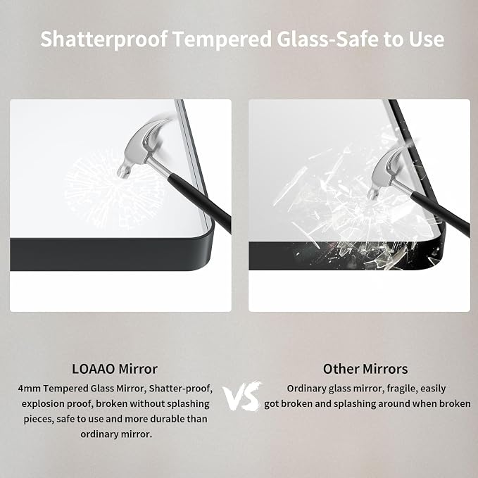 LOAAO 72X40 Inch Black Metal Framed Bathroom Mirror - Image 7