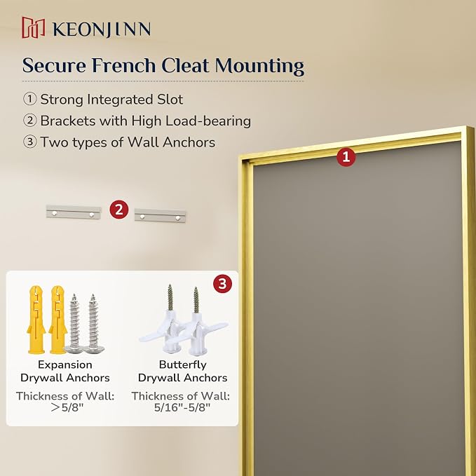 Keonjinn 24" x 36" Brushed Gold Bathroom Mirrors - Image 8