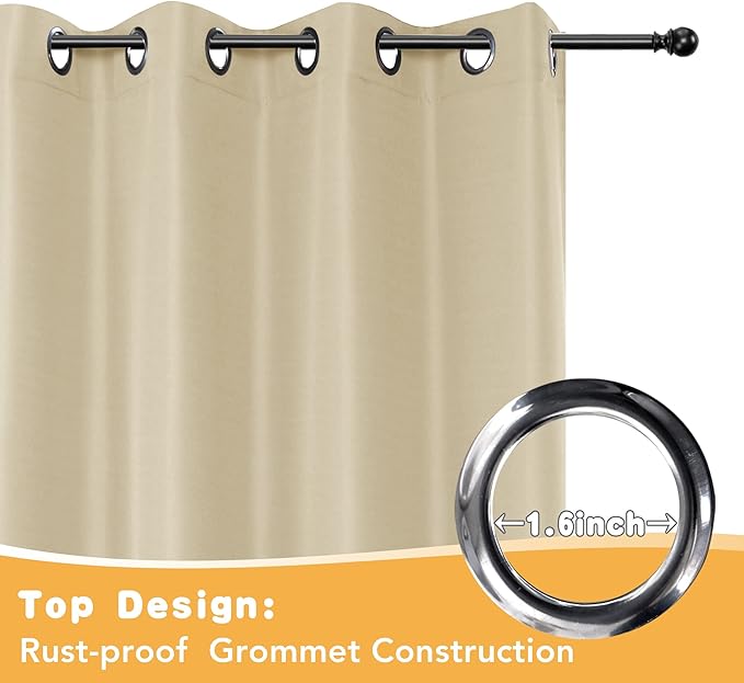 HolidayIdeas Outdoor Curtains for Patio Waterproof, 2 Panels - 84 x 95 Inch - Privacy Protection & Light Filtering Curtains Grommet Outside Curtains for Porch, Gazebo, Pergola, Backyard (Cream)