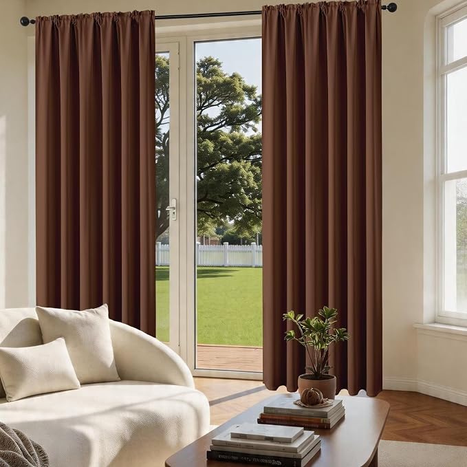 CUCRAF Brown Blackout Curtains 96 inch Length 2 Panels Set, Rod Pocket Room - Image 4