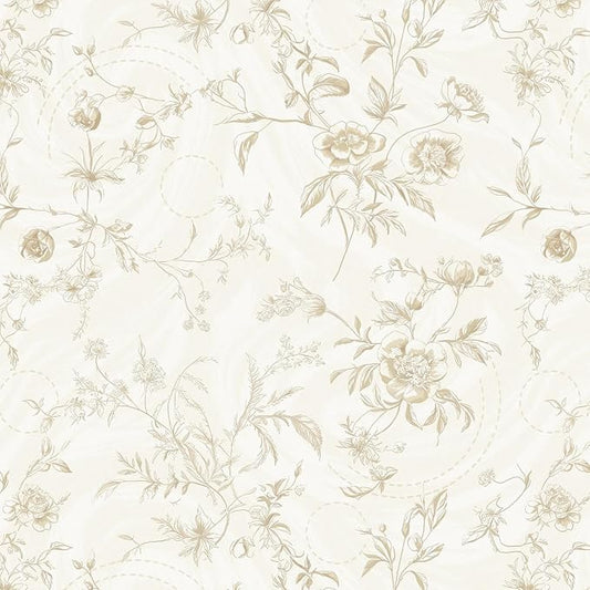 Ismoon Floral Peel and Stick Wallpaper Vintage Beige Stick on Wall Paper French by Ismoon