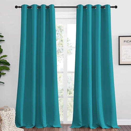 NICETOWN Room Darkening Curtains 108 inch Length 2 Panels, Peacock Teal by NICETOWN