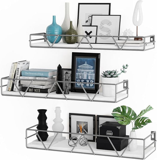 Amaoot Floating Shelves Set of 3, Home Wood Wall Shelf, Farmhouse Shelf by Amoot
