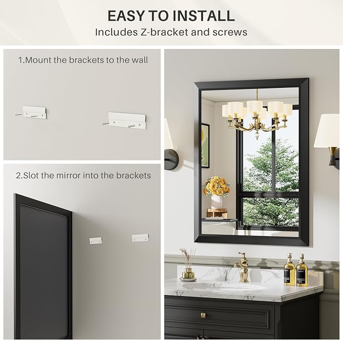 Briivue 20x30 Inch Black Bathroom Mirror - Image 7