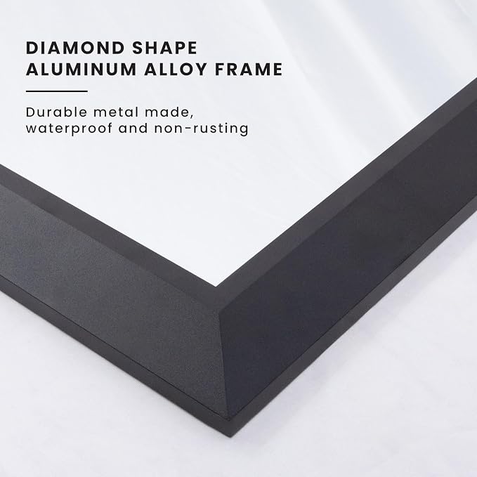 Amorho Bathroom Mirror Black, 44x36 Inch Thick Metal Framed Wall Mirrors - Image 6