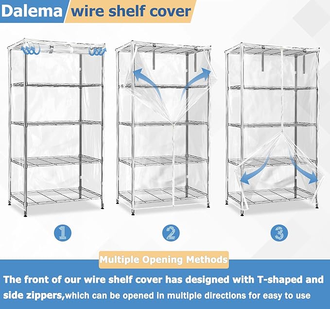 Waterproof Shelf Cover,Durable Dustproof Storage Wire Rack Covers,Outdoor Shelving Covers for Wire Shelves with Zipper 48''x18''x72'',Clear