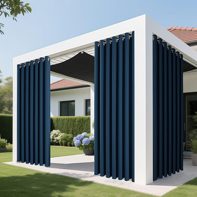 Joydeco Blackout Patio Sliding Door Curtains 108 Inches Long, Grommet Privacy Room Divider Curtains, Extra Wide Thermal Blackout Drapes for Bedroom Living Room (Navy Blue, 60Wx108L, 1 Panel)