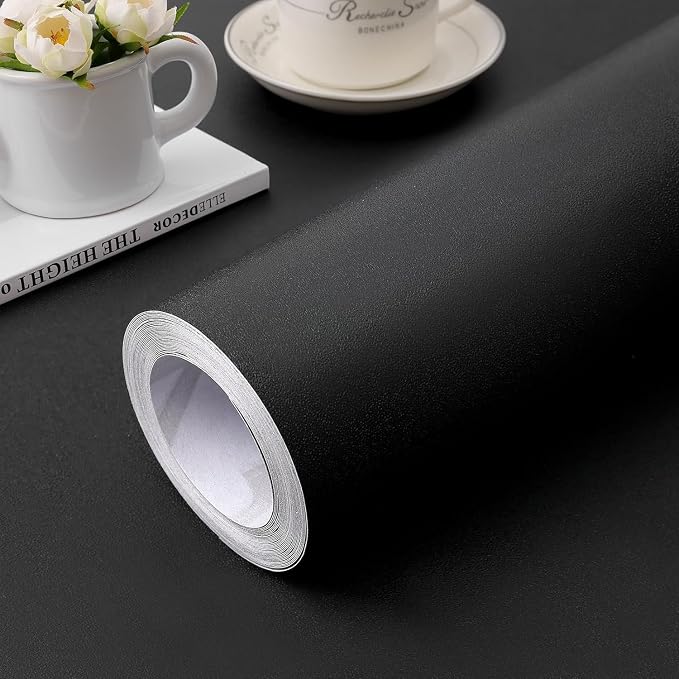 practicalWs 23.6 in x 236.2 in Black Wallpaper Black Peel and Stick Wallpaper by practicalWs