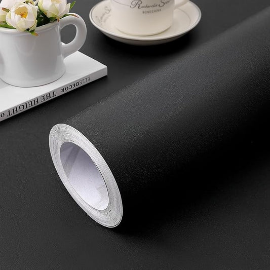 practicalWs Peel and Stick Wallpaper 15.7" x 118" Black Contact Paper by practicalWs