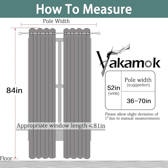 Yakamok Dark Grey Full Shade Curtain Panels, Heavy Duty Lined Curtains 84 - Image 8