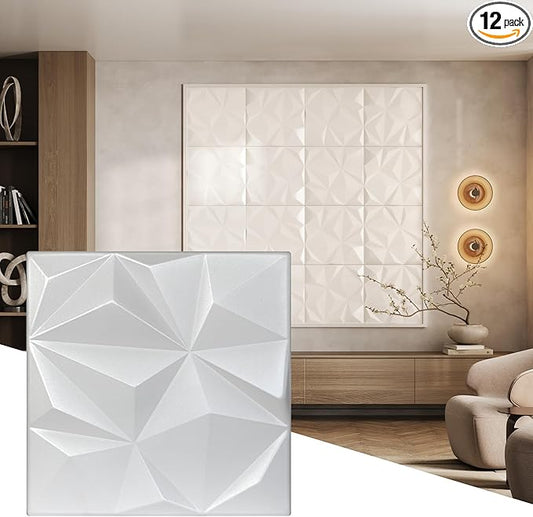 Wall!Supply - 3D Wall Panels – Geo Lite White Wall Covering - Lightweight by WallSupply