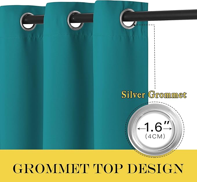 NICETOWN Blackout Patio Curtains 100 x 144 Inches Long for Sliding Door Extral Wide Blackout Curtain Panels Thermal Insulated Room Divider - Grommet Top, 100" W x 144" L, 1 Panel, Peacock Teal