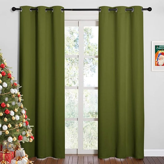 NICETOWN Holiday Christmas Decor Thermal Insulated Solid Grommet Blackout by NICETOWN